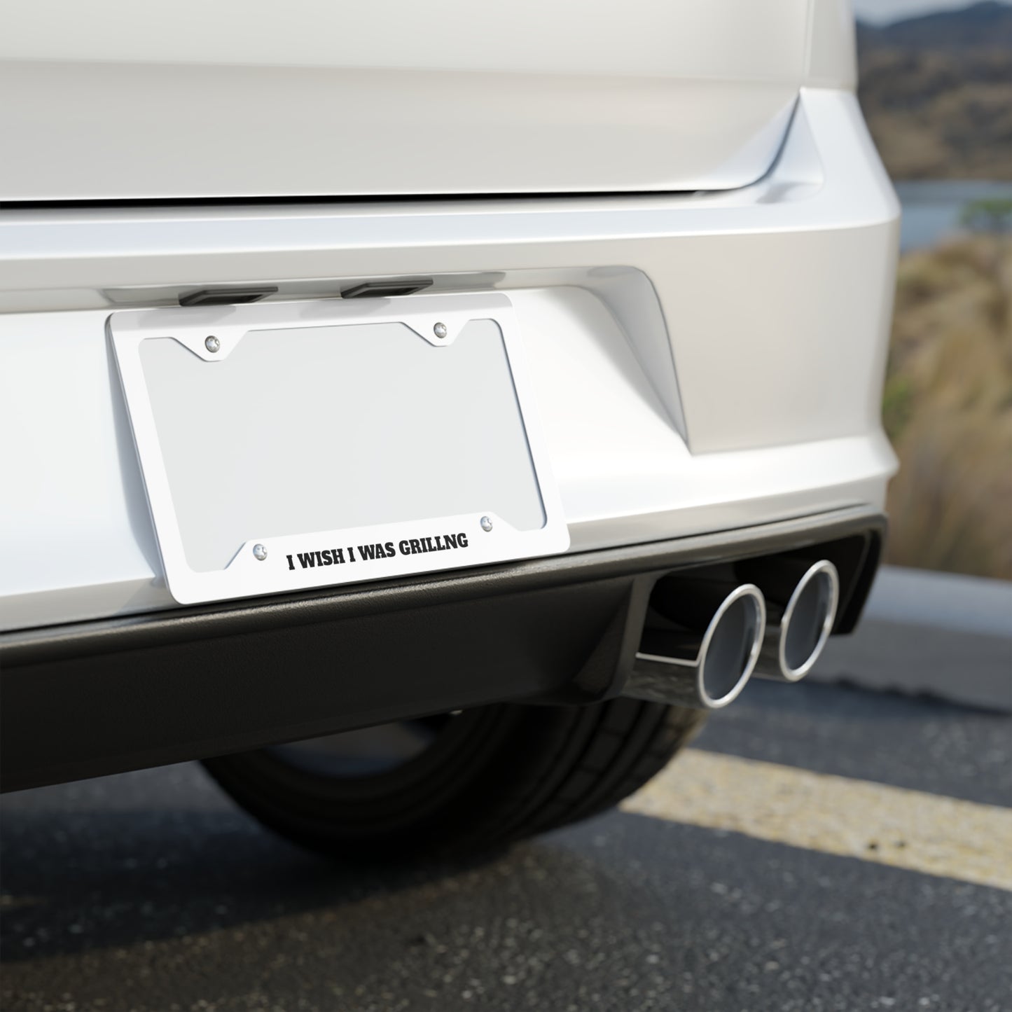 I wish I was Grilling Metal License Plate Frame