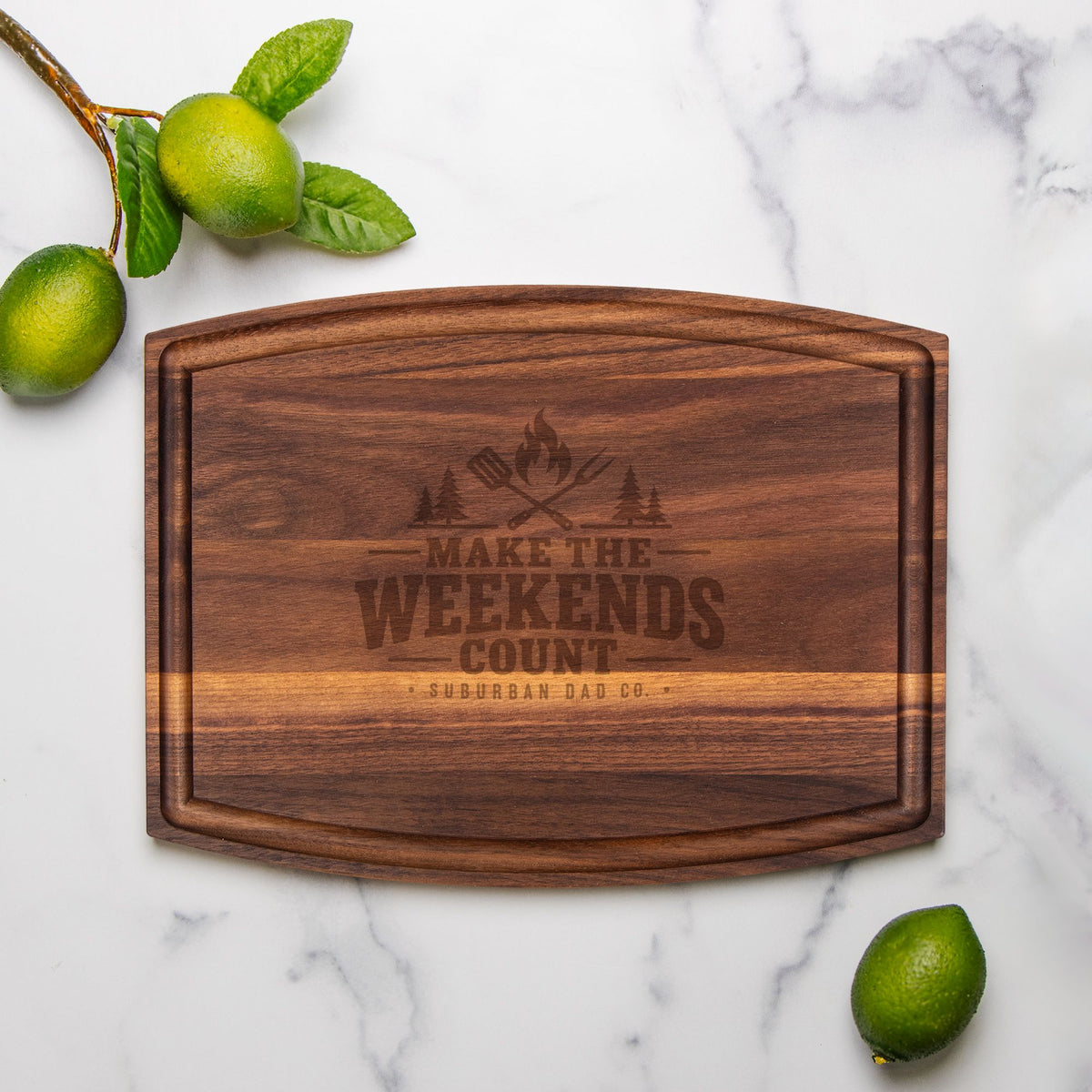 Arched Wood Cutting Board with Groove - 12" x 9"