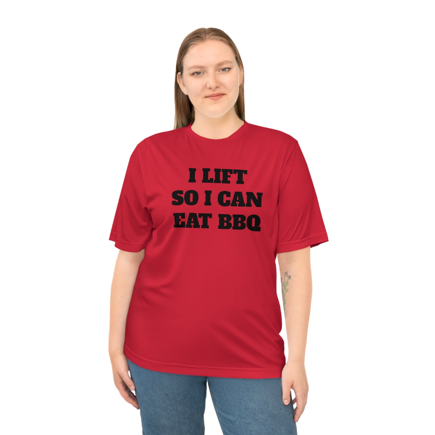 I Lift So I Can Eat BBQ Premium Performance Dri-fit T-shirt