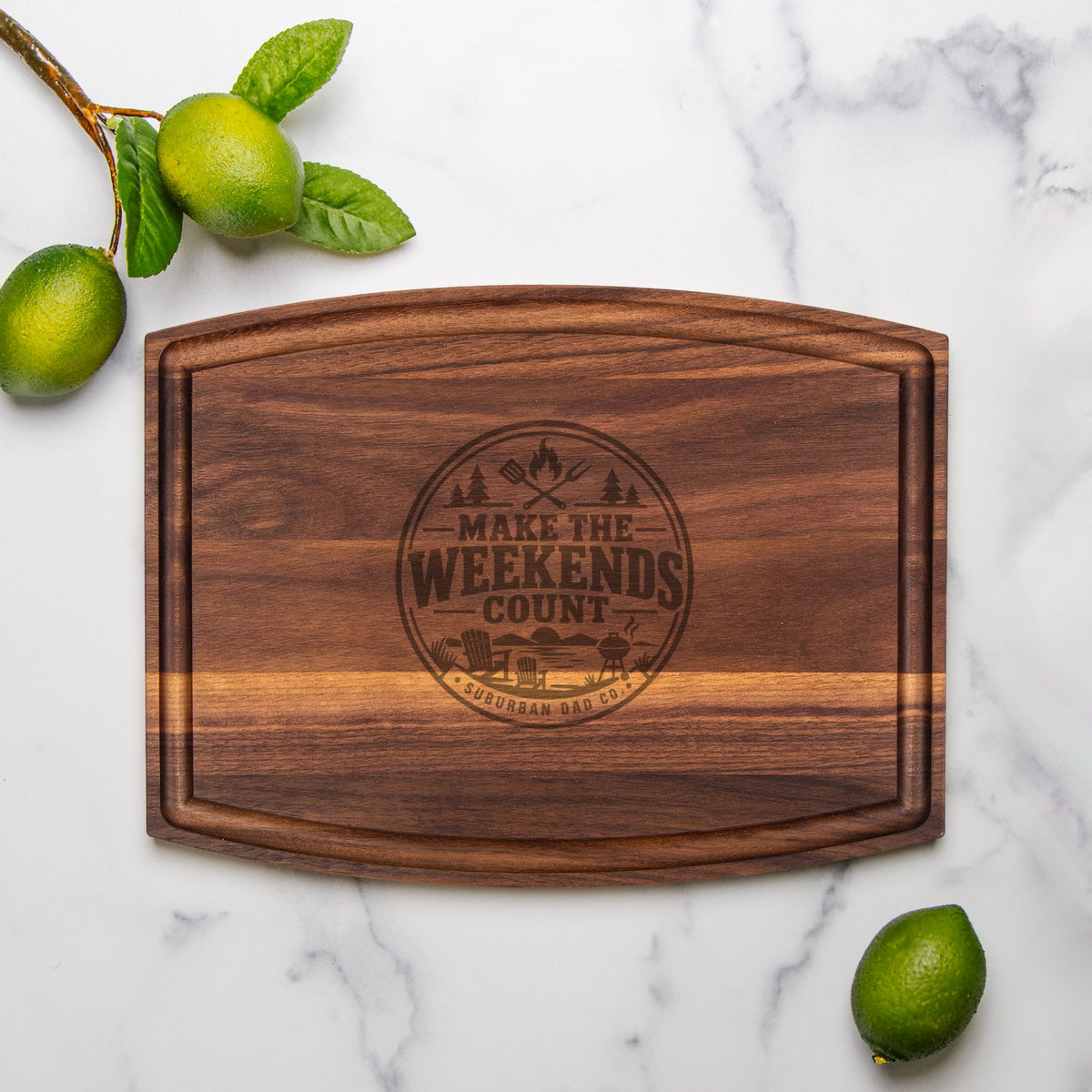Arched Wood Cutting Board with Groove - 12" x 9"