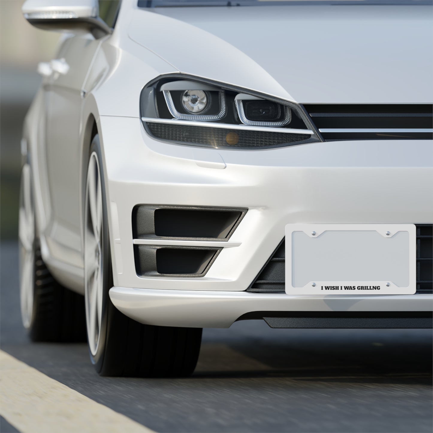 I wish I was Grilling Metal License Plate Frame