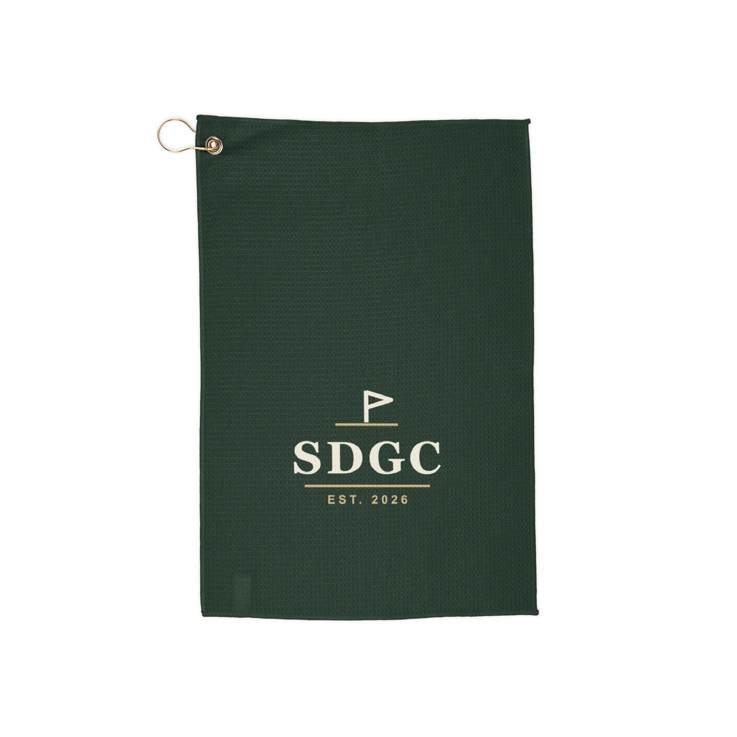 SDGC Golf Towel – Forest Green Club Towel with Cream & Gold Logo