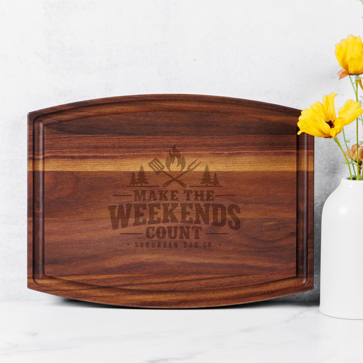 Arched Wood Cutting Board with Groove - 12" x 9"
