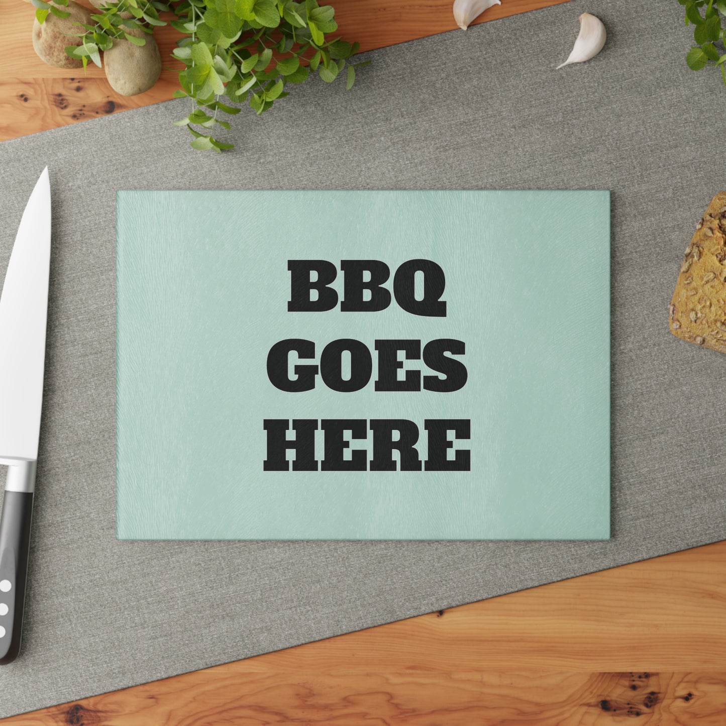 BBQ Goes Here Premium Glass Cutting Board