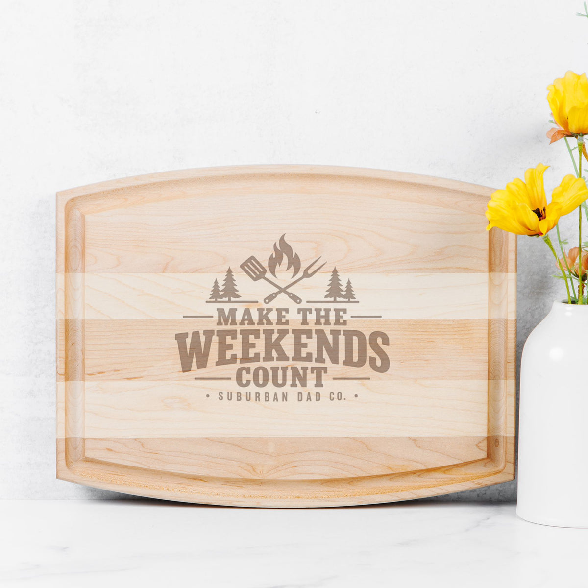 Arched Wood Cutting Board with Groove - 12" x 9"