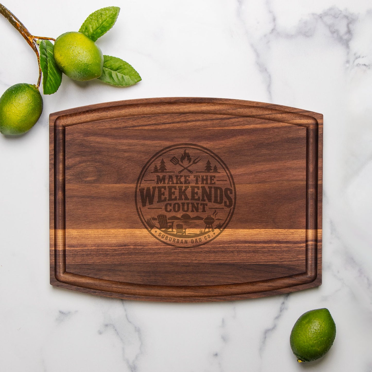 Arched Wood Cutting Board with Groove - 12" x 9"