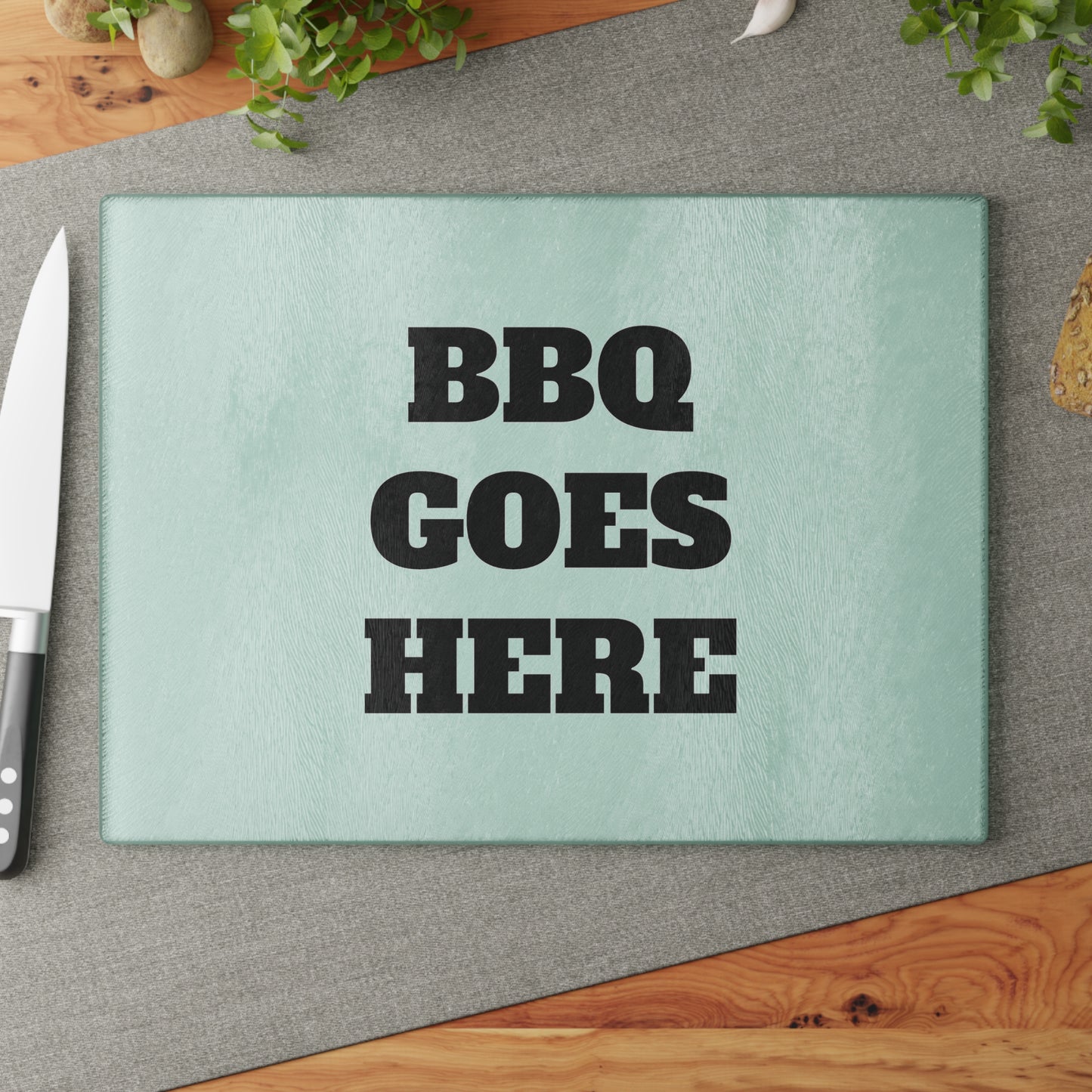 BBQ Goes Here Premium Glass Cutting Board