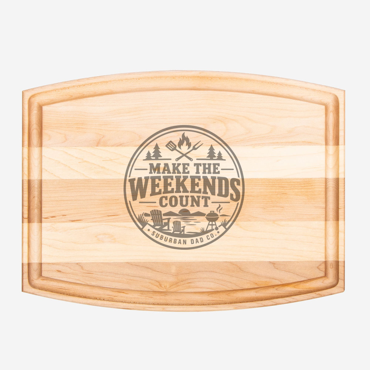 Arched Wood Cutting Board with Groove - 12" x 9"