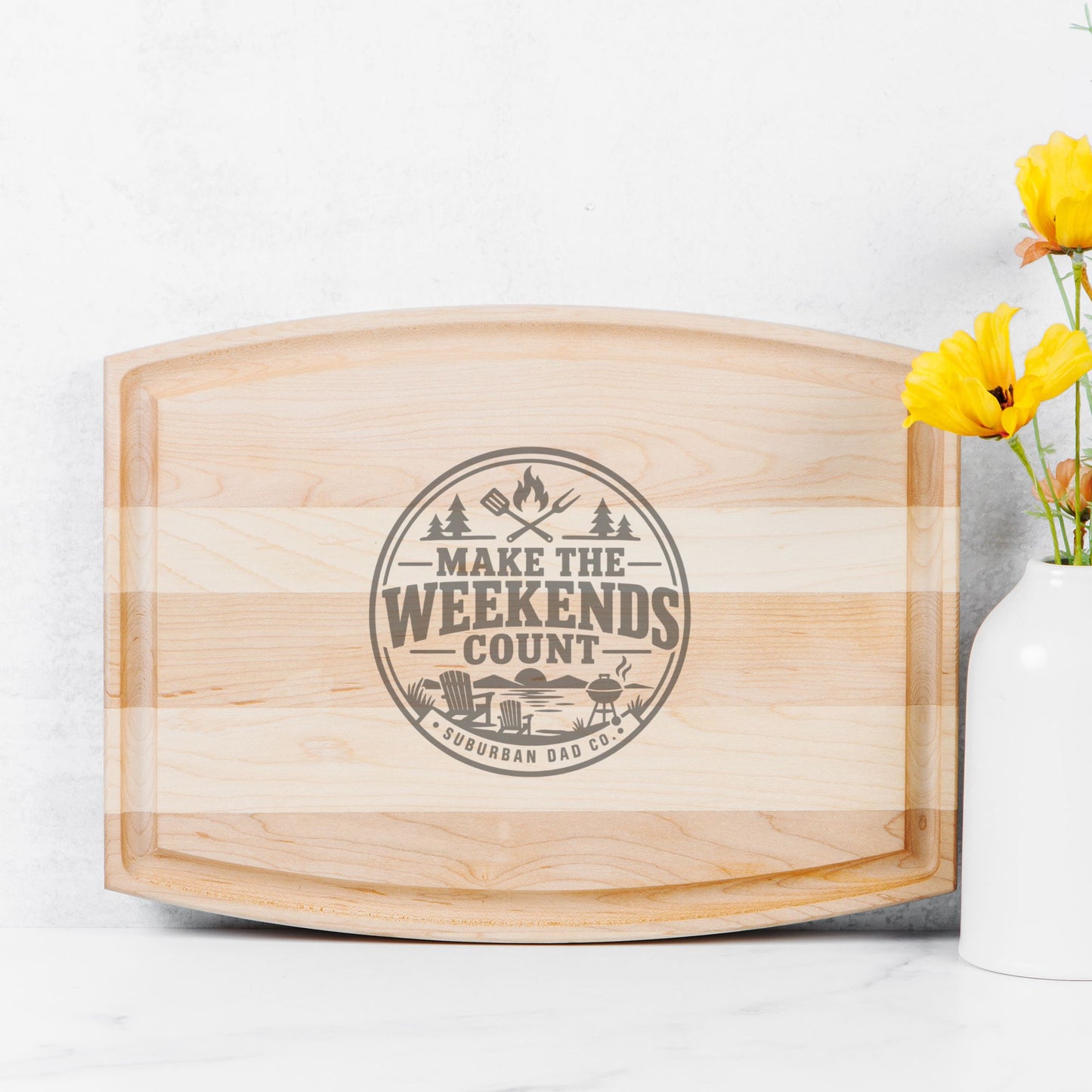 Arched Wood Cutting Board with Groove - 12" x 9"