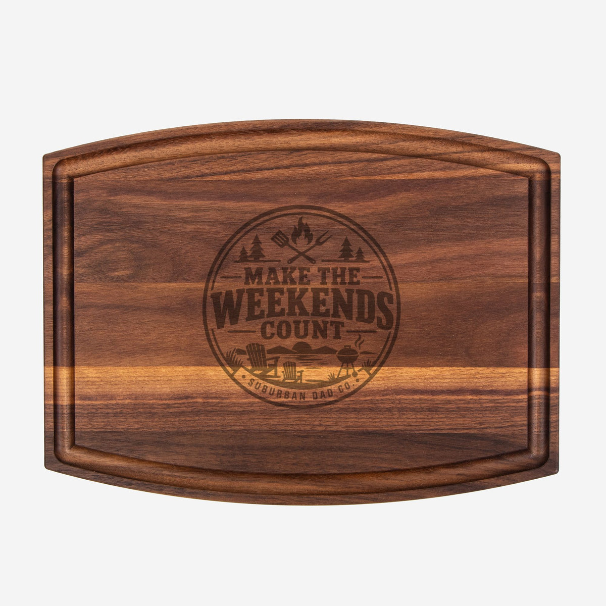 Arched Wood Cutting Board with Groove - 12" x 9"