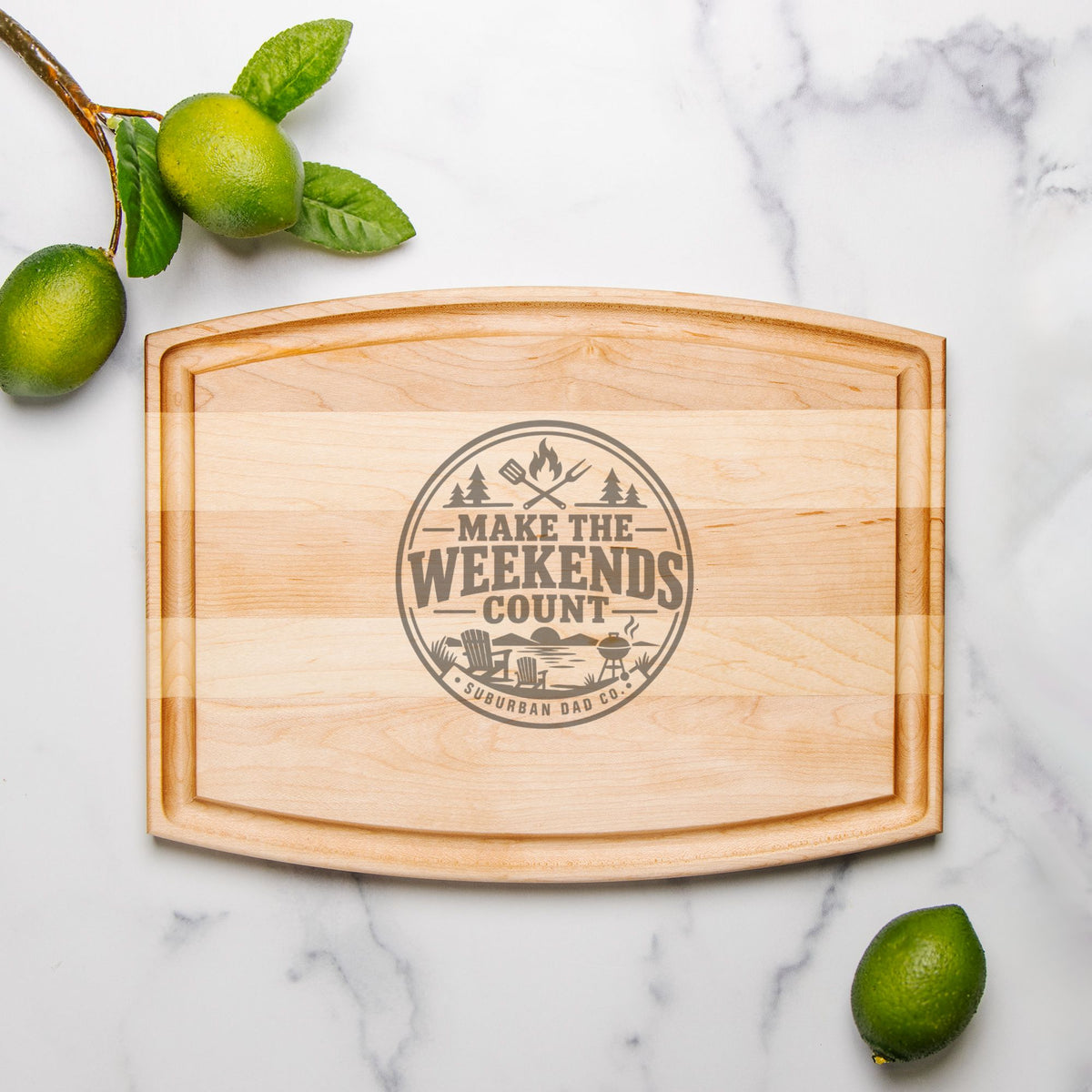 Arched Wood Cutting Board with Groove - 12" x 9"